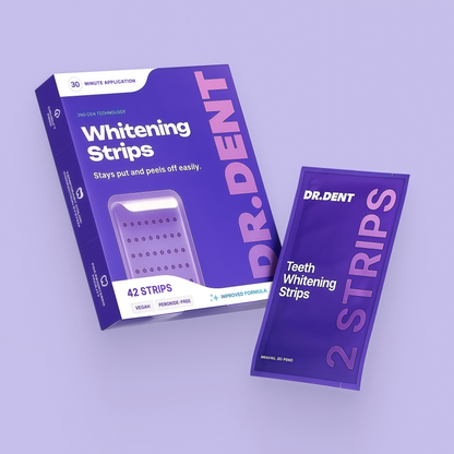 Dr.Rent Purple Teeth Whitening Strips 21 Treatments - Safe for Enamel - Non Sensitive Teeth Whitening - Whitening Without Any Harm - Pack of 42 Strips