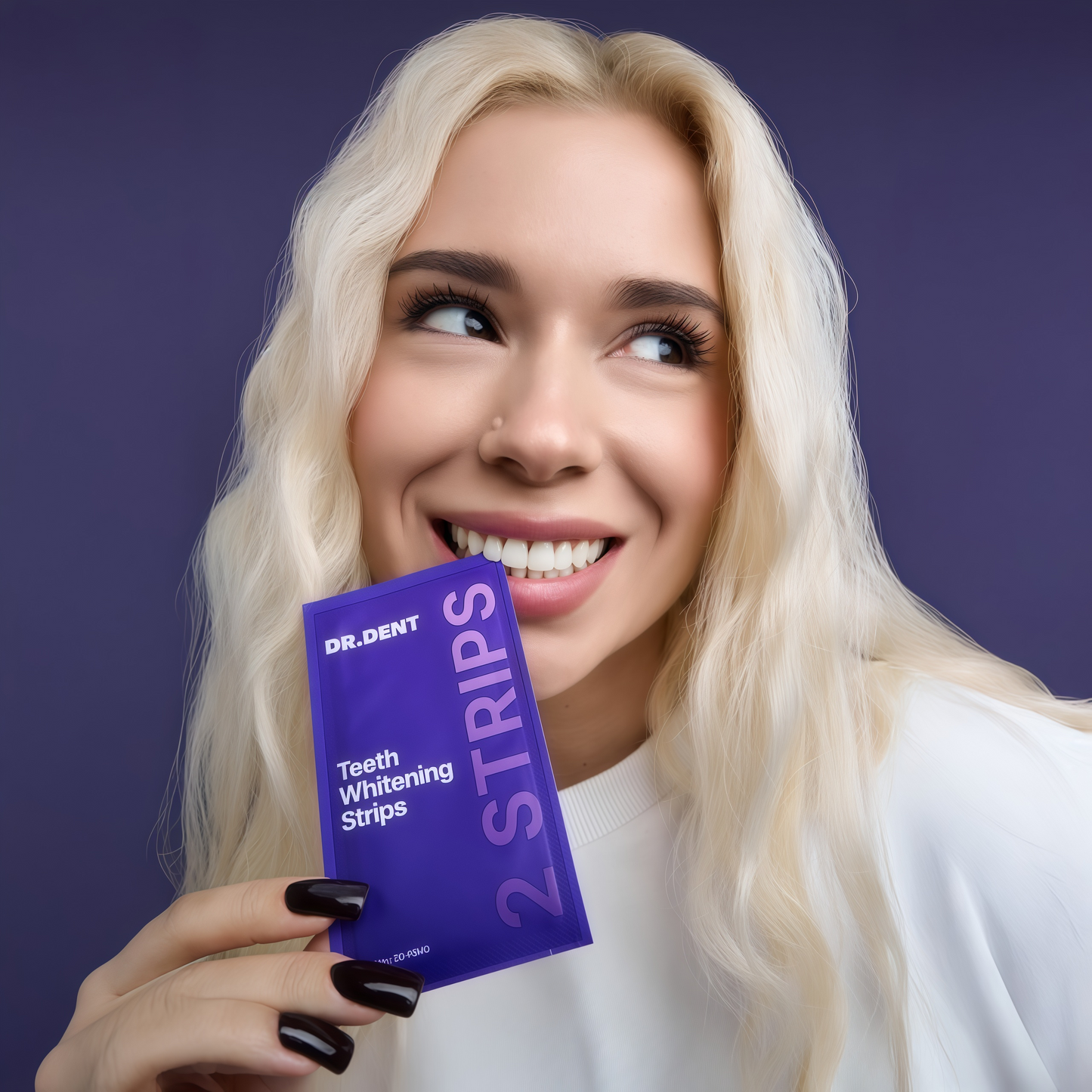 Dr.Rent Purple Teeth Whitening Strips 21 Treatments - Safe for Enamel - Non Sensitive Teeth Whitening - Whitening Without Any Harm - Pack of 42 Strips