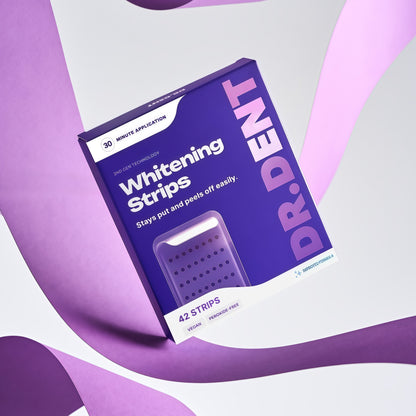 Dr.Rent Purple Teeth Whitening Strips 21 Treatments - Safe for Enamel - Non Sensitive Teeth Whitening - Whitening Without Any Harm - Pack of 42 Strips